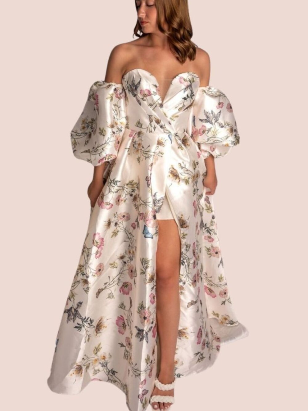 NWT Couture Lee Floral Off Shoulder Bridal Gown Detachable Overskirt Size 2 & 4